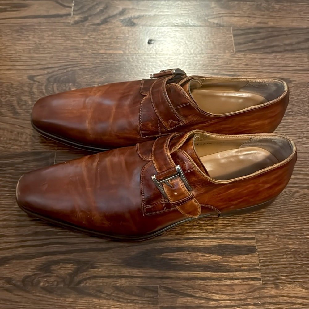 Men's Magnanni Marco II Monk Strap Leather Dress Shoes - Picture 4 of 9